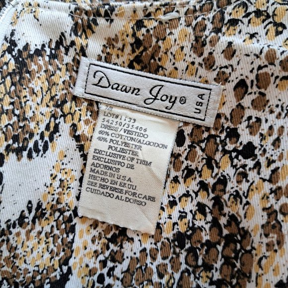 Dawn Joy Beige Snake Print Sleeveless Dress Size 7/8 - Picture 8 of 9